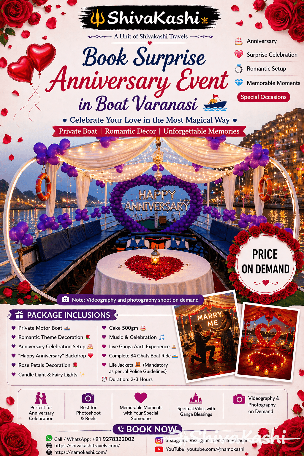 Anniversary celebration boat Varanasi decorated Ganga balloons