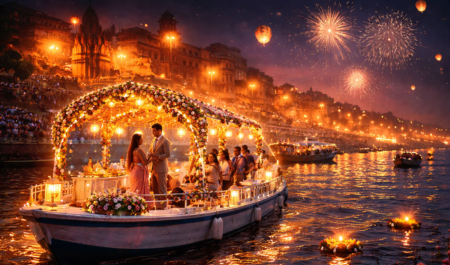 Private boat Varanasi Ganga romantic evening