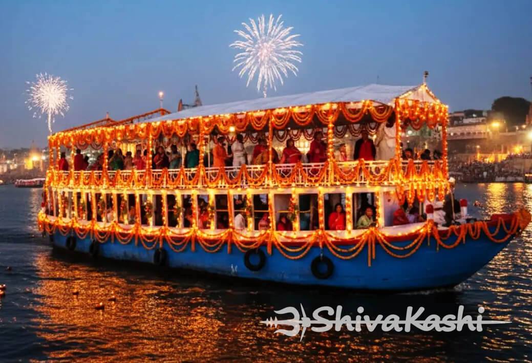 Varanasi Bajra boat group event traditional large wooden boat Ganga